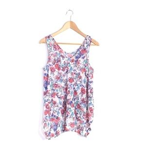 Soprano White Floral Mesh Sleeveless Tank Top M
